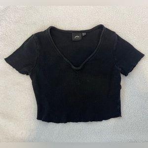 Rusty Black Ribbed Crop Top
